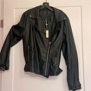 NEW WITH TAG MAX STUDIO vegan leather biker jkt